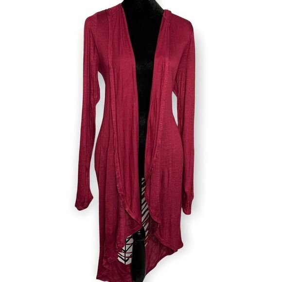 Fury Distressed Cutout Duster Cardigan Women's Small Burgundy Boho Casual NEW - Picture 5 of 9